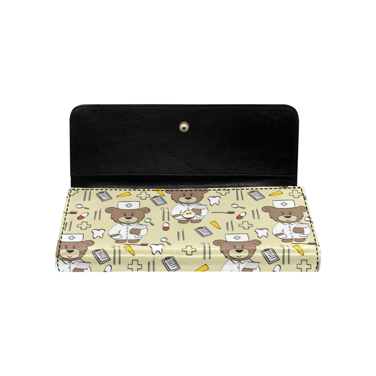 Nurse Bear Pattern Print Design A02 Women's Trifold Wallet