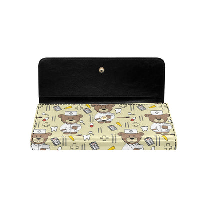 Nurse Bear Pattern Print Design A02 Women's Trifold Wallet