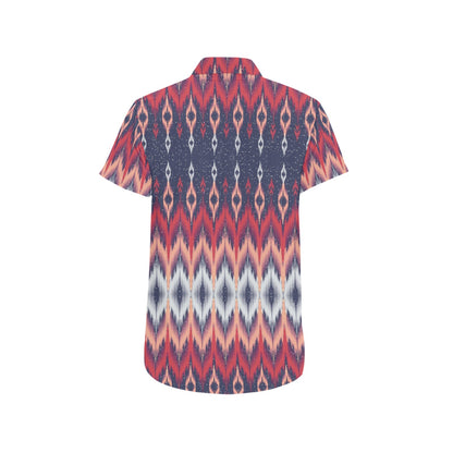 Ikat Print Design LKS401 Men Short Sleeve Button Up Shirt