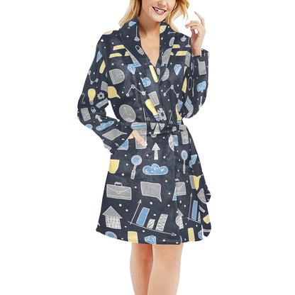 Accounting Financial Pattern Print Design 04 Women's Fleece Robe