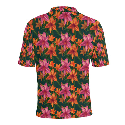 Amaryllis Pattern Print Design AL01 Men Polo Shirt