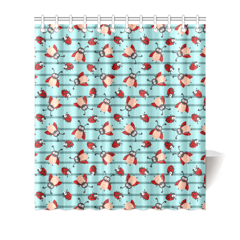 Ladybug Happy Print Pattern Shower Curtain