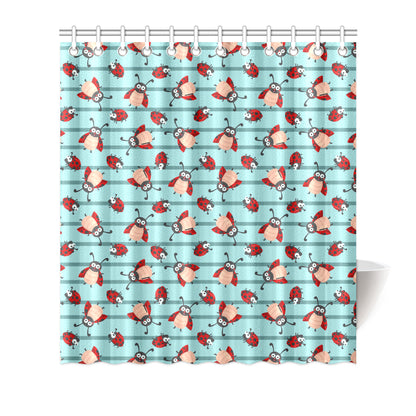 Ladybug Happy Print Pattern Shower Curtain