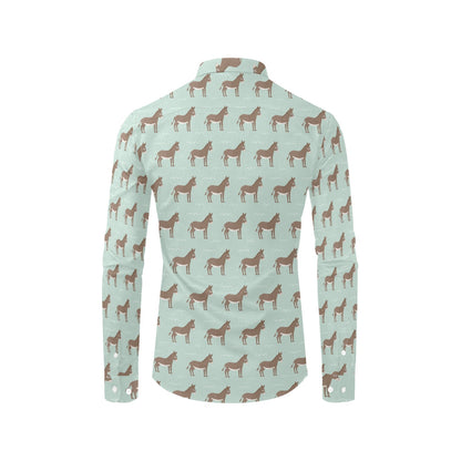 Donkey Print Design LKS402 Men's Long Sleeve Dress Shirt