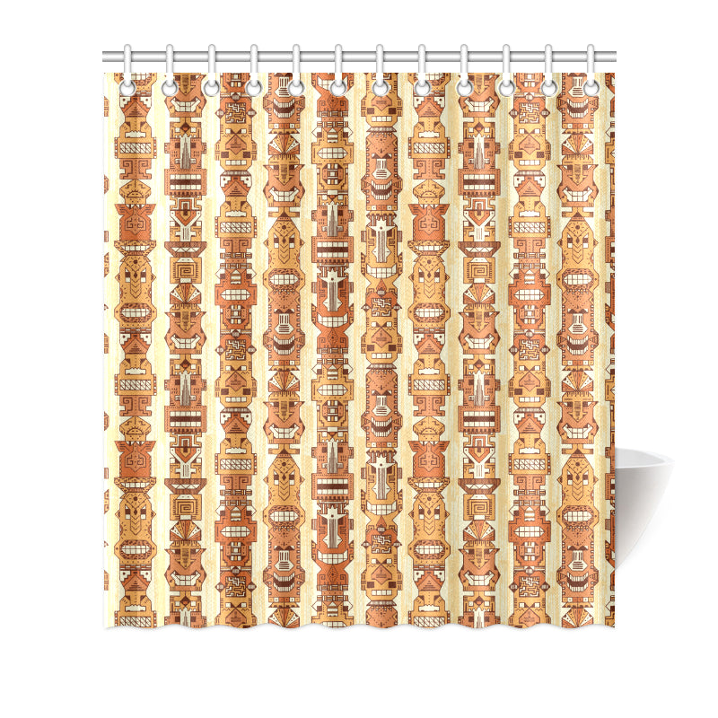 Tiki Orange Vertical Pattern Shower Curtain