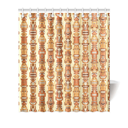 Tiki Orange Vertical Pattern Shower Curtain