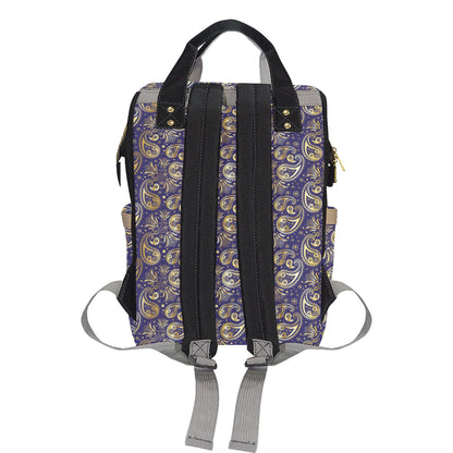 Paisley Blue Yellow Design Print Diaper Bag Backpack