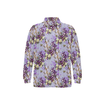 Iris Pattern Print Design IR07 Long Sleeve Polo Shirt For Men's
