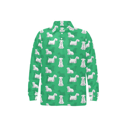 Sealyham Terriers Print Design LKS301 Long Sleeve Polo Shirt For Men's