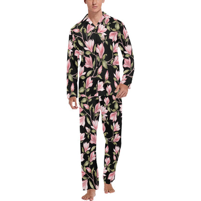 Magnolia Pattern Print Design MAG03 Men's Long Pajama Set