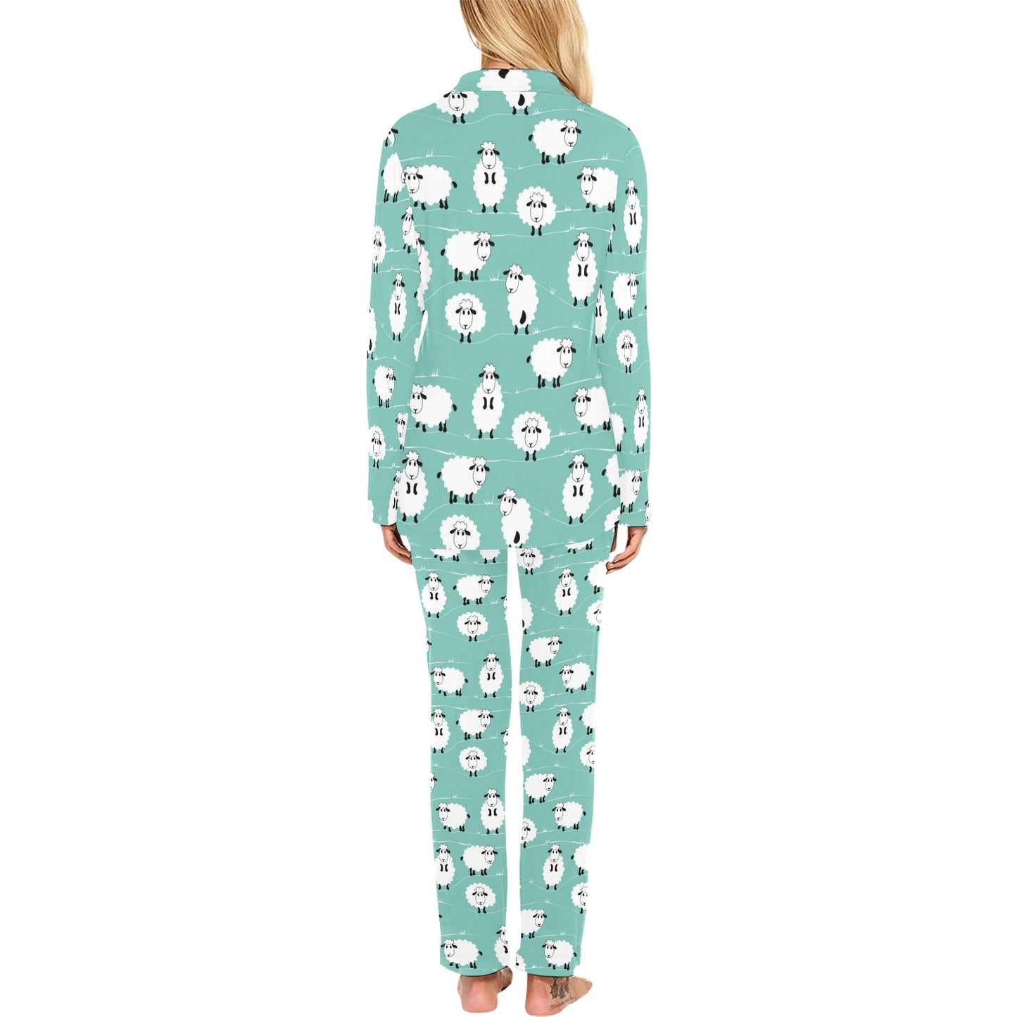 Sheep Print Design LKS404 Women's Long Pajama Set