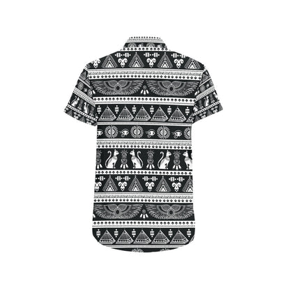 Tribal Pattern Print Design LKS305 Men Short Sleeve Button Up Shirt