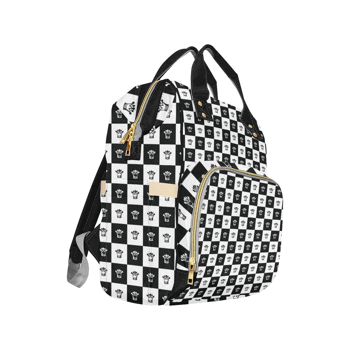 Checkered Flag Crown Pattern Diaper Bag Backpack