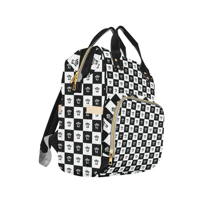 Checkered Flag Crown Pattern Diaper Bag Backpack