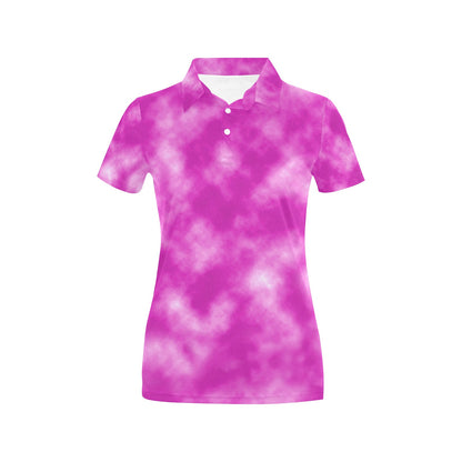 Tie Dye Pink Design Print Women's Polo Shirt