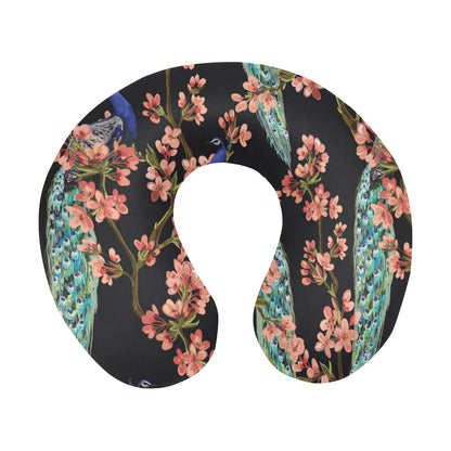 Peacock Pattern Print Design A01 U-Shaped Travel Neck Pillow