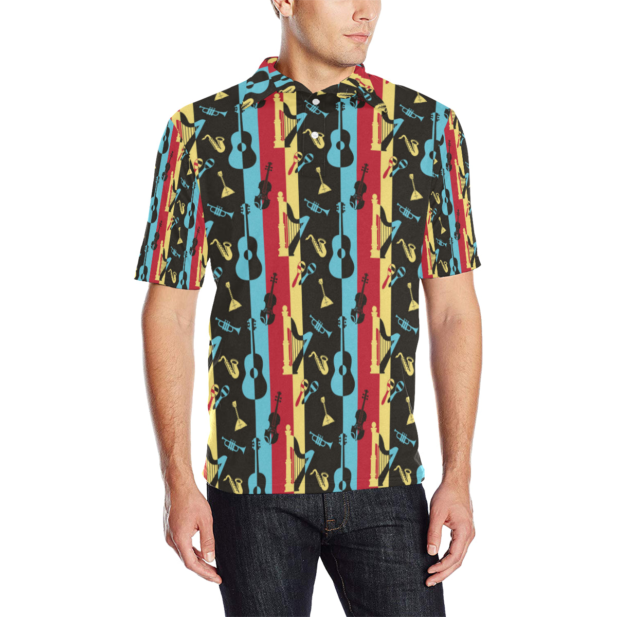 Jazz Pattern Print Design 02 Men Polo Shirt