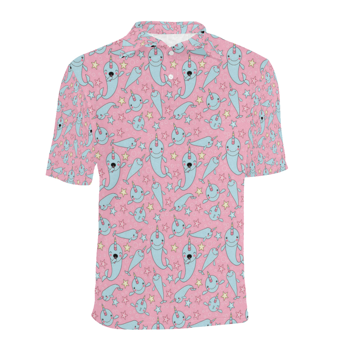 Narwhal Cartoon Cute Print Men Polo Shirt