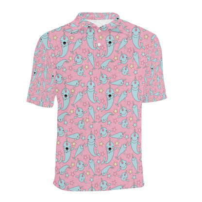 Narwhal Cartoon Cute Print Men Polo Shirt