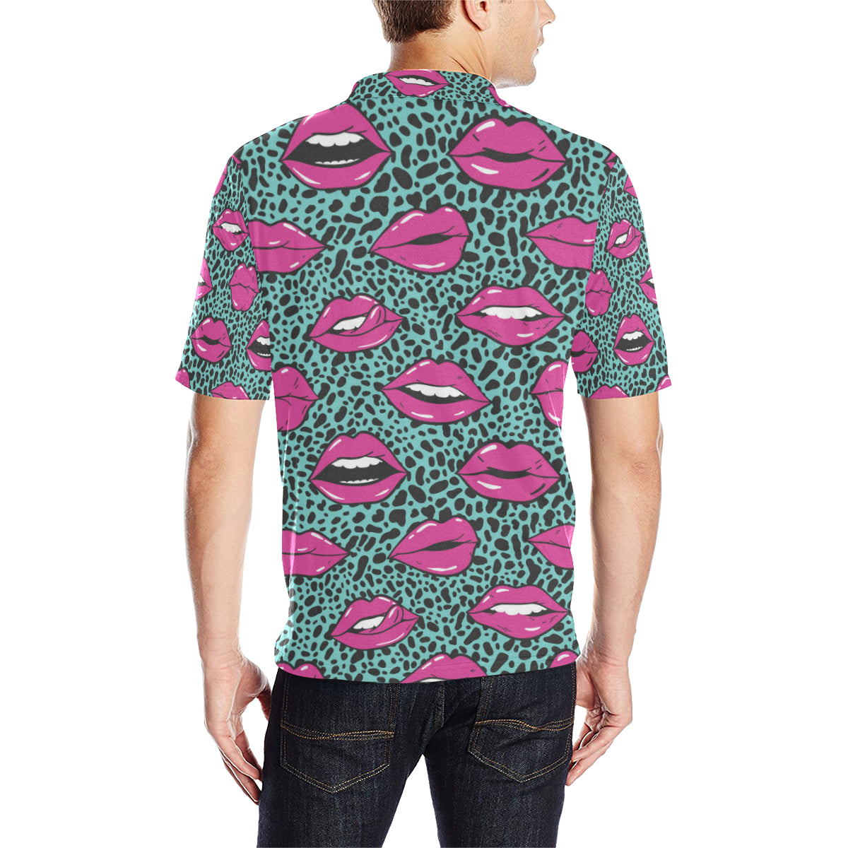 Lip Pattern Print Design 04 Men Polo Shirt