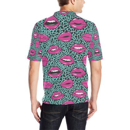 Lip Pattern Print Design 04 Men Polo Shirt
