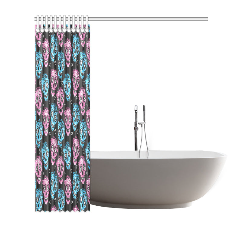 Day of the Dead Skull Print Pattern Shower Curtain
