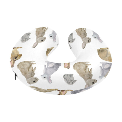Rabbit Pattern Print Design 02 U-Shaped Travel Neck Pillow
