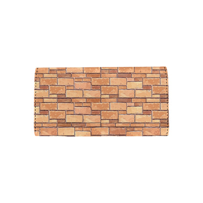 Brick Pattern Print Design 01 Women's Trifold Wallet