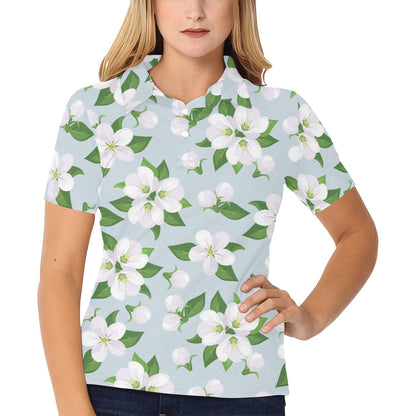 Apple blossom Pattern Print Design AB04 Women's Polo Shirt