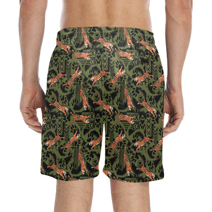 Tiger Pattern Print Design LKS303 Men's Swim Trunks Beach Shorts