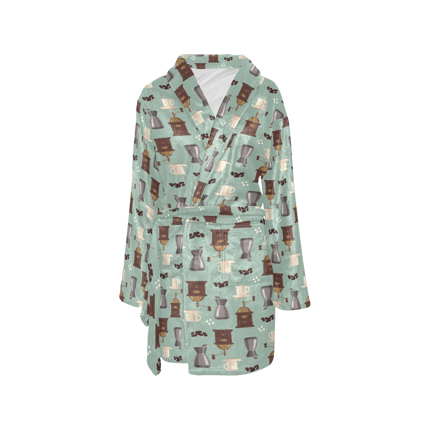 Coffee Pattern Print Design 04 Women's Fleece Robe