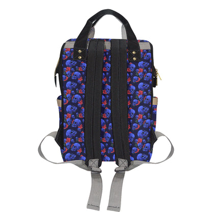 Skull Roses Neon Design Themed Print Diaper Bag Backpack