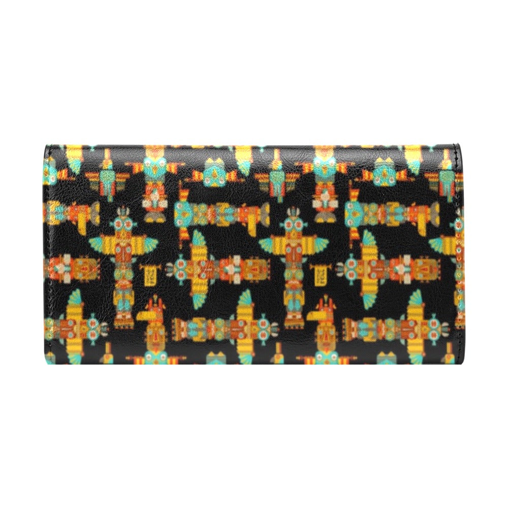 Totem Pole Cartoon Print Women's Trifold Wallet