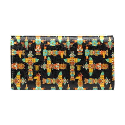 Totem Pole Cartoon Print Women's Trifold Wallet