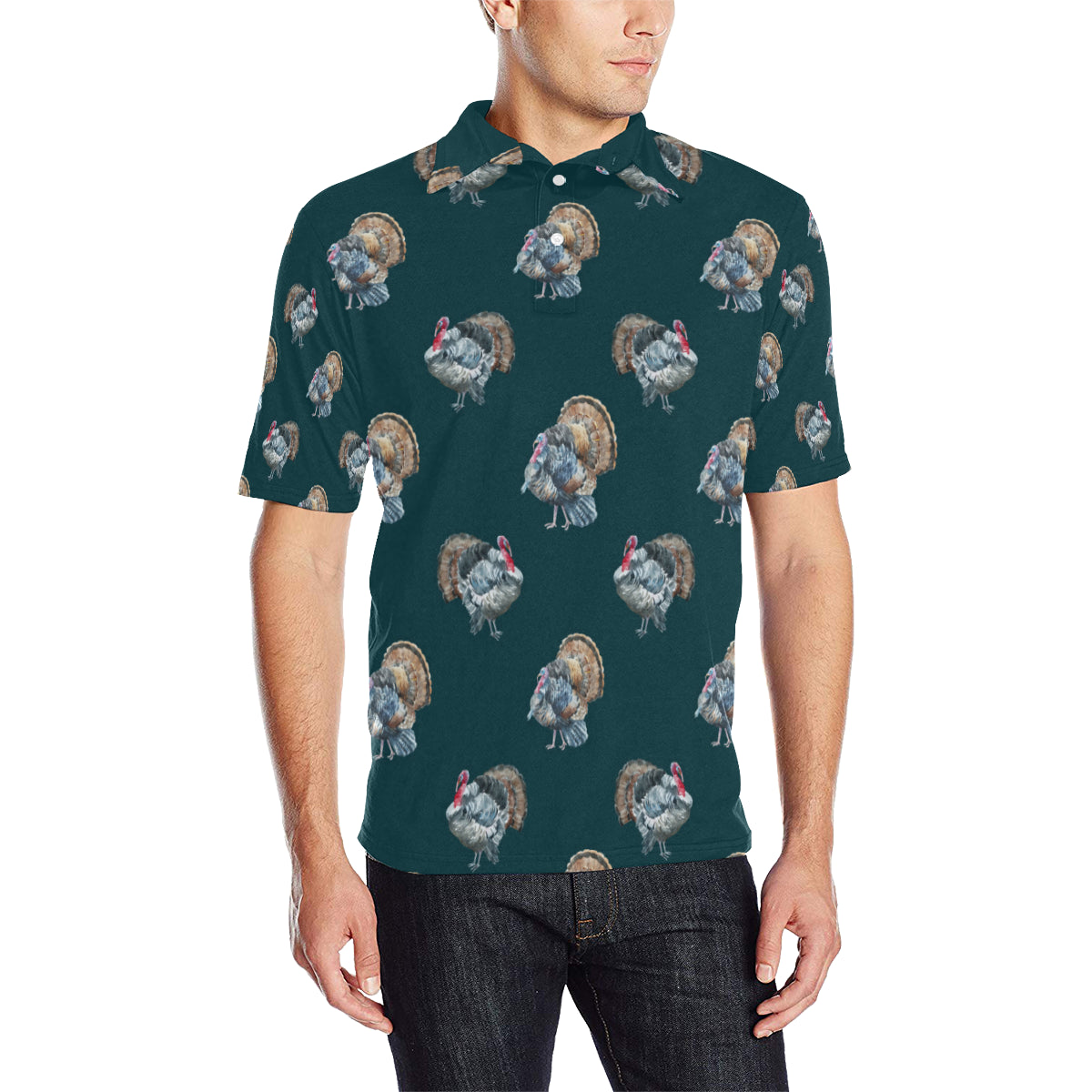 Turkey Pattern Print Design 03 Men Polo Shirt