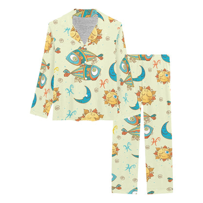 Pisces Pattern Print Design A03 Women's Long Pajama Set