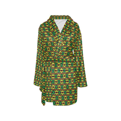 African Geometric Print Pattern Women's Fleece Robe