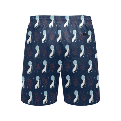 Wolf Moon Print Design LKS304 Men's Swim Trunks Beach Shorts