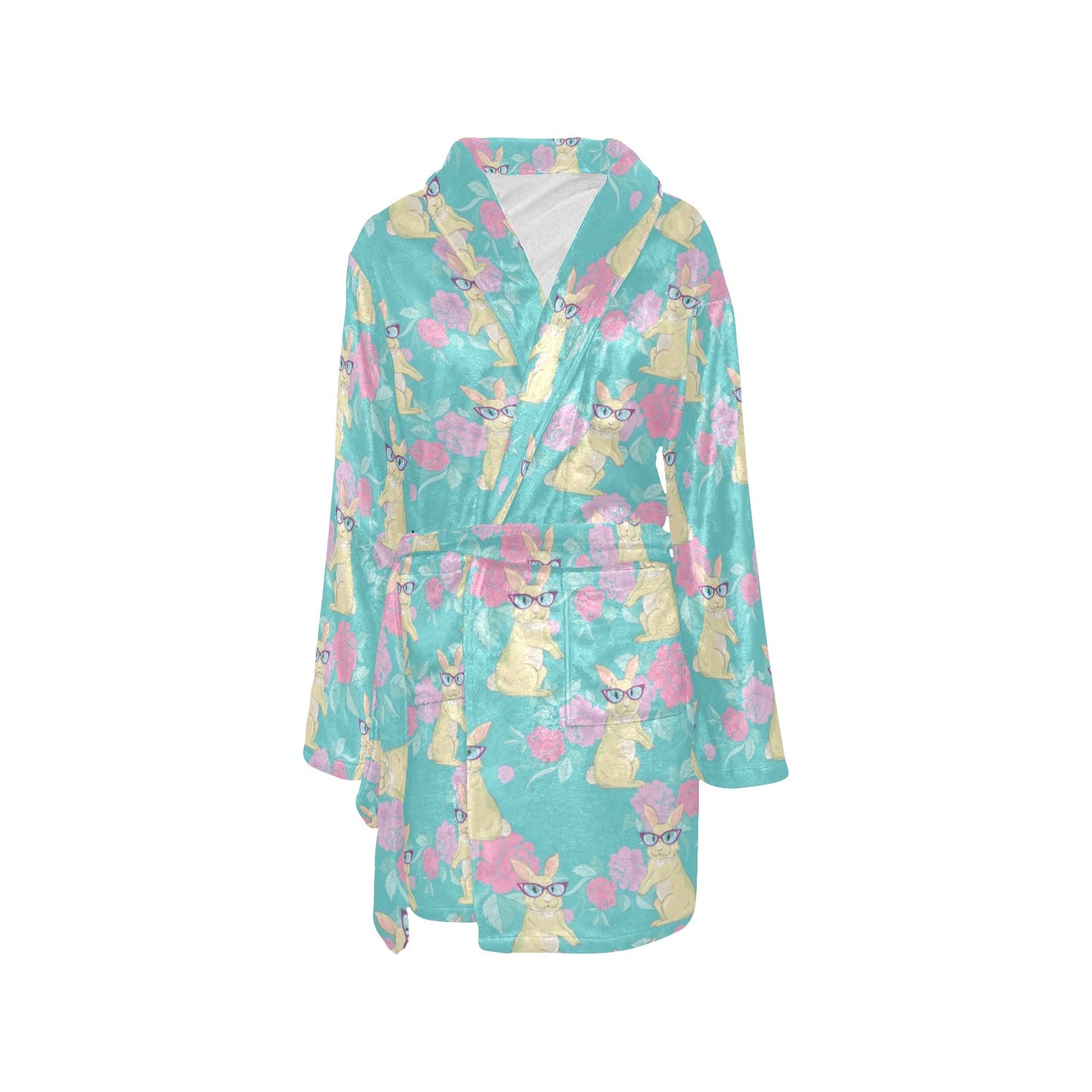 Rabbit Pattern Print Design RB05 Women's Fleece Robe