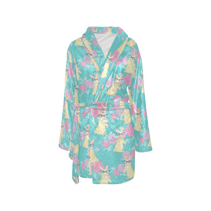 Rabbit Pattern Print Design RB05 Women's Fleece Robe