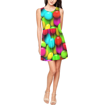 Candy Pattern Print Design CA03 Sleeveless Dress