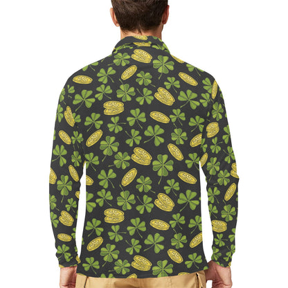 St Patricks Day Print Design LKS305 Long Sleeve Polo Shirt For Men's
