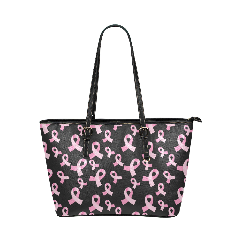 Breast Cancer Awareness Design Leather Tote Bag