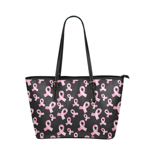 Breast Cancer Awareness Design Leather Tote Bag