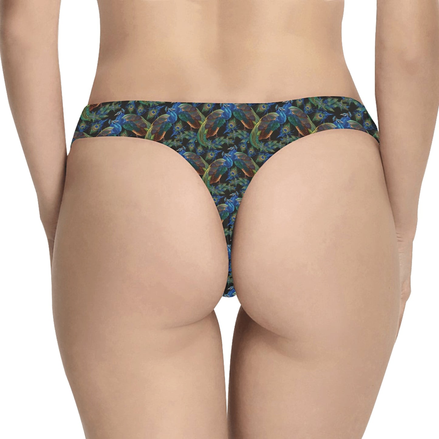 Peacock Themed Design Print Women's Thongs