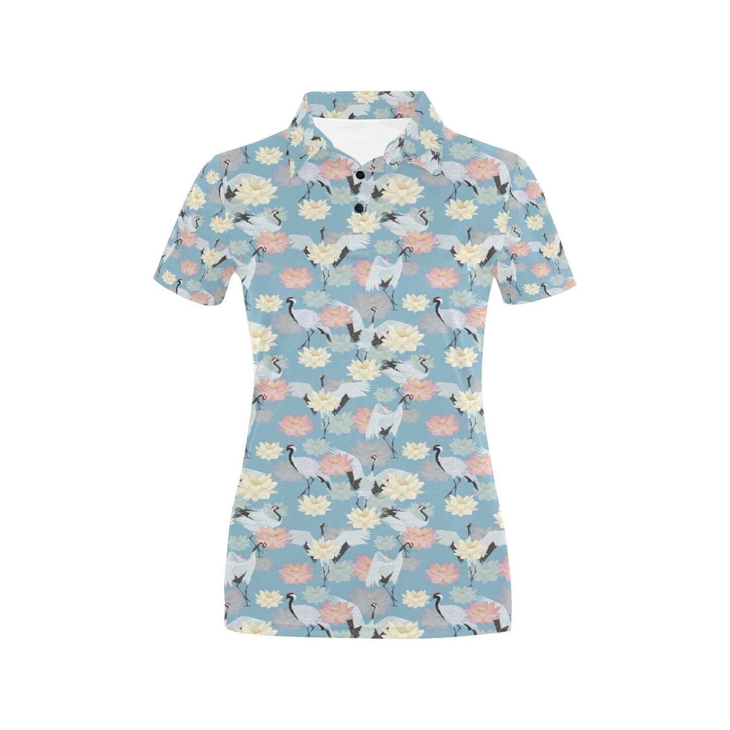 Water Lily Print Design LKS304 Women's Polo Shirt