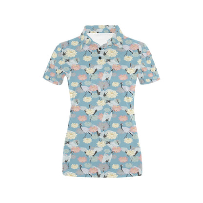 Water Lily Print Design LKS304 Women's Polo Shirt