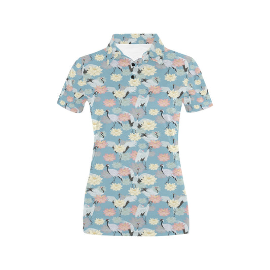 Water Lily Print Design LKS304 Women's Polo Shirt