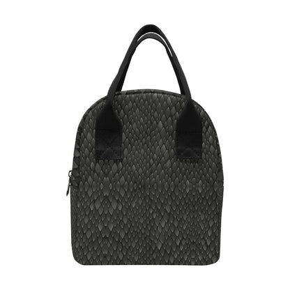 Snake Skin Black Print Insulated Lunch Bag