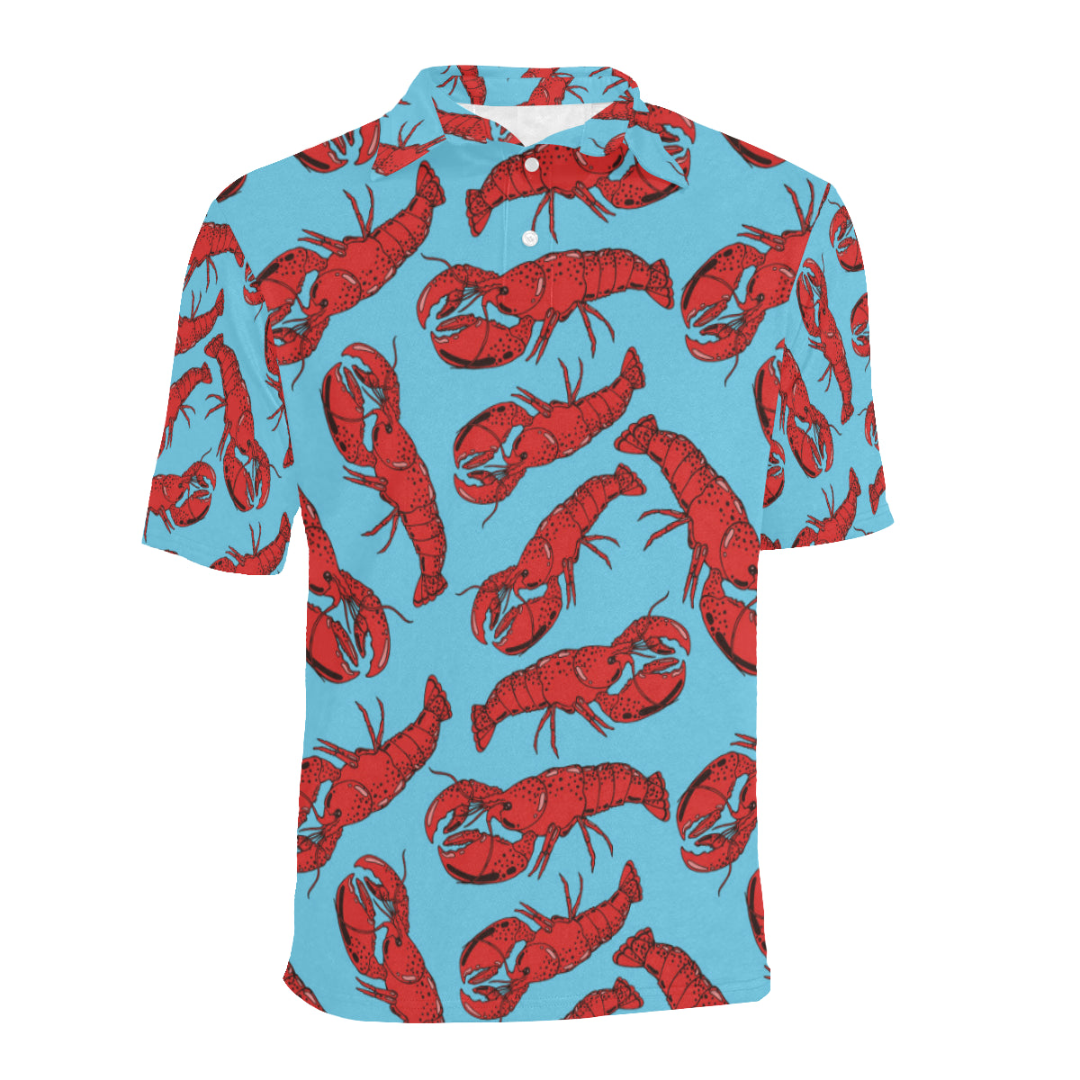 Lobster Red Pattern Print Design 03 Men Polo Shirt